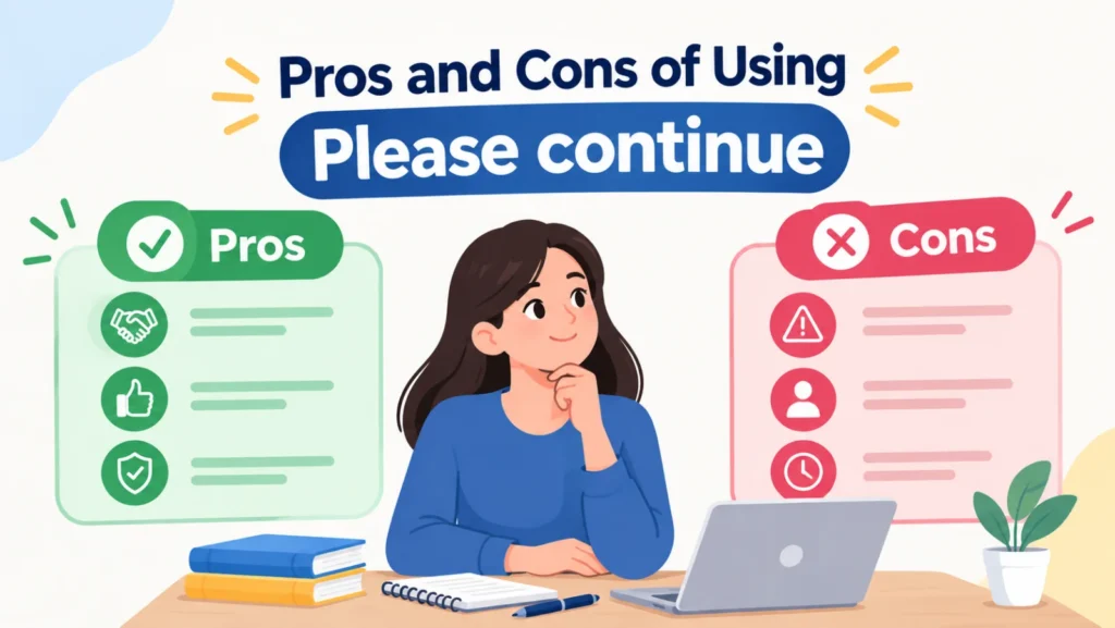 pros cons using please continue