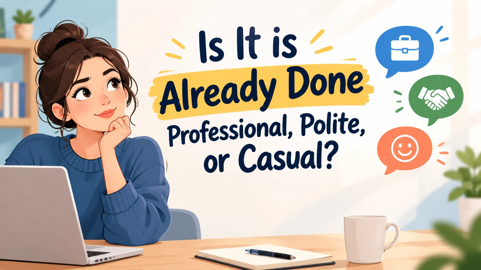 Is It is Already Done Professional, Polite, or Casual